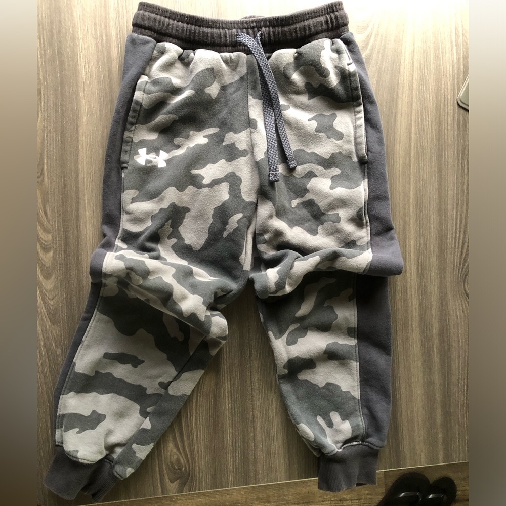 Under Armour Kids Gray Camo Joggers with Dark Gray Panels